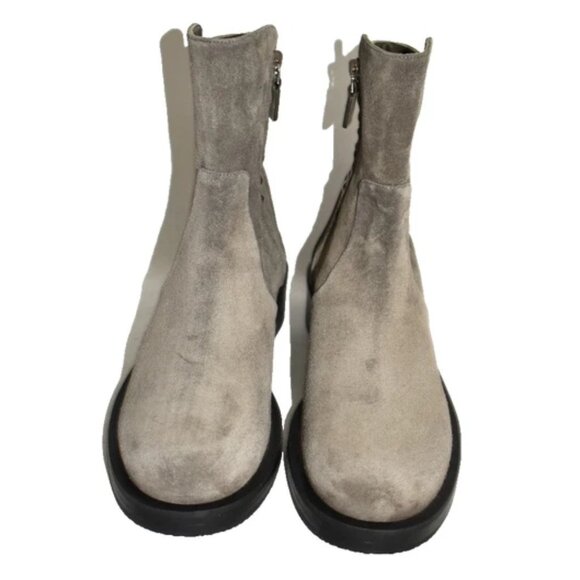 $650 STUART WEITZMAN 5050 Bold Zip Bootie STACKED BLOCK CHARCOAL SUEDE 6.5 (MG5) - Picture 4 of 8